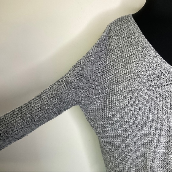 White + Warren Extended Shoulder V-Neck Sweater High & Low Cotton Grey Large - Picture 3 of 11